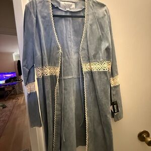 Wilsons Leather Blue Jacket with Cream Accents